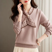 Beaded Bow Elegant Knitted Sweater Top - Palm and Thread