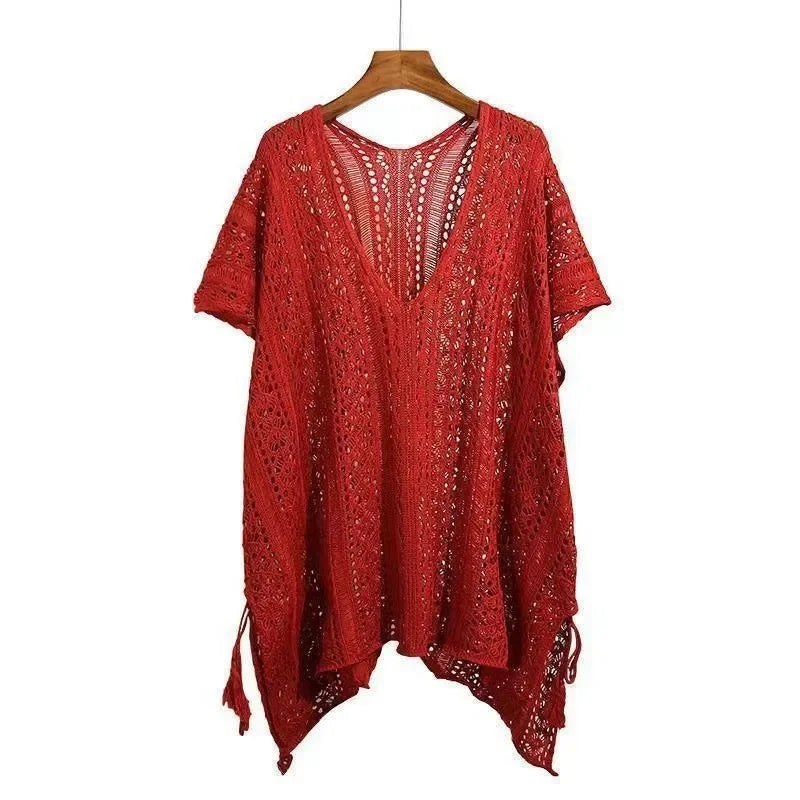 Pure Desire Hollow Lace-up V-neck Knitted Top - Palm and Thread