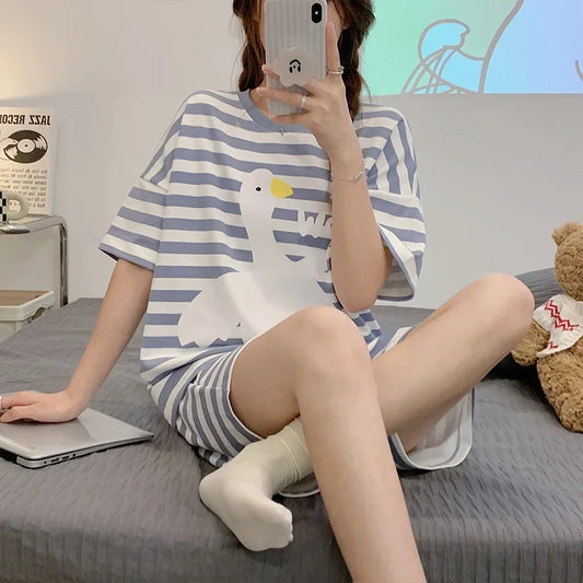 New Short-Sleeved Sweet and Lovely Ladies Pajama - Palm and Thread