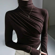 Pleated High Neck Blouse - Palm and Thread