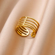 Gold Color Hollow out Open Finger Ring - Palm and Thread