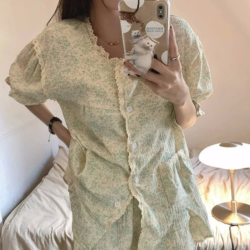 Flora Ruffle Pajama - Palm and Thread