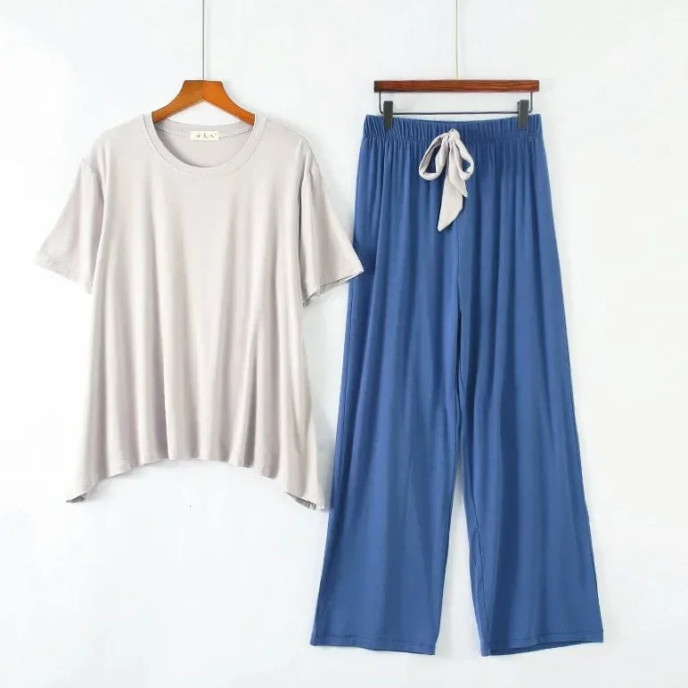 Summer two-piece comfortable pajama set - Palm and Thread