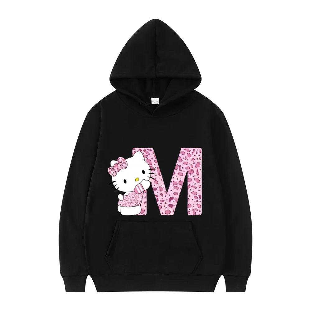 Black Hello Kitty Letter Hoodie - Palm and Thread