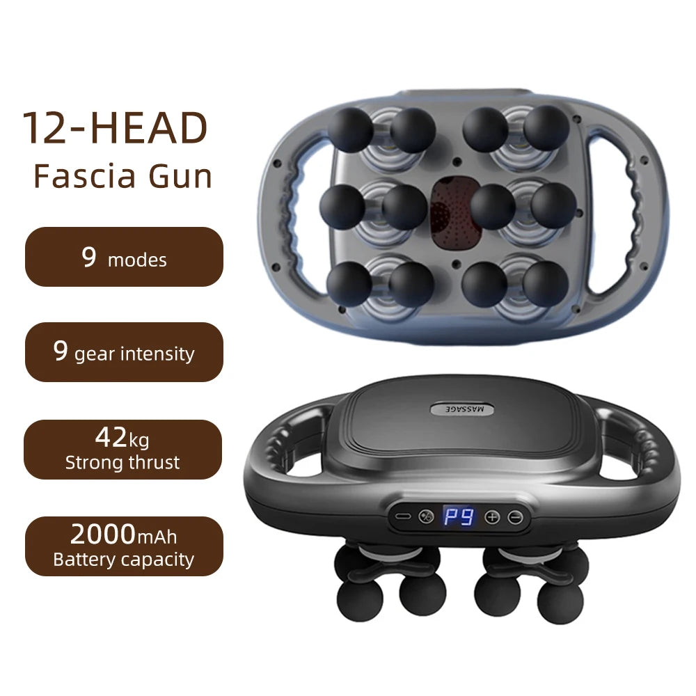 12-Head Fascia Body Massage Gun - Palm and Thread
