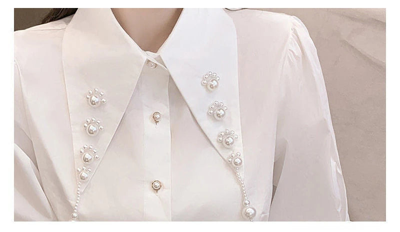 Vintage Elegant White Button Shirt Blouse - Palm and Thread