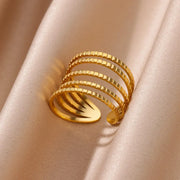 Stainless Steel Chunky Wide Ring - Palm and Thread