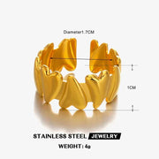 Irregular Unique Heart Metal Texture Finger Ring - Palm and Thread