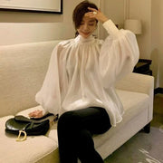 New Lantern Sleeve Stand Collar Top - Palm and Thread