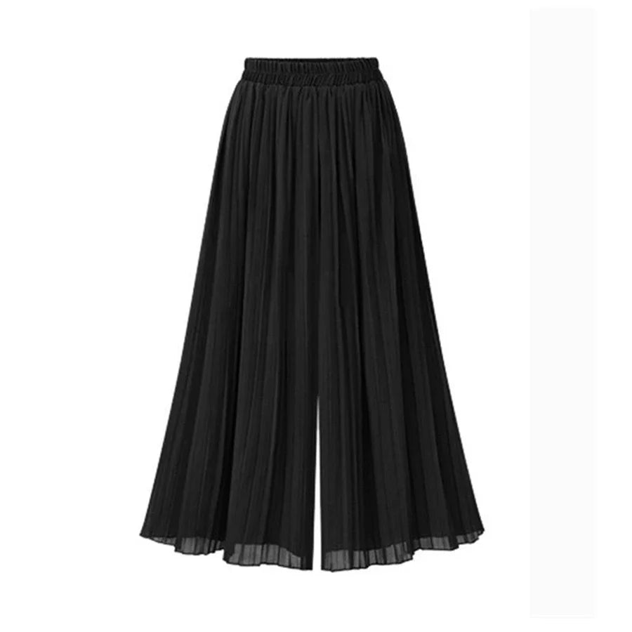 Ankle-Length Chiffon Pleated Culotte Pant - Palm and Thread