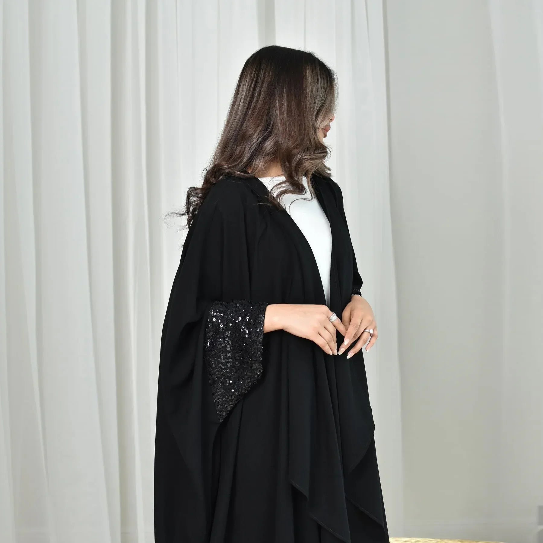 Sequin Open Abaya - Palm and Thread