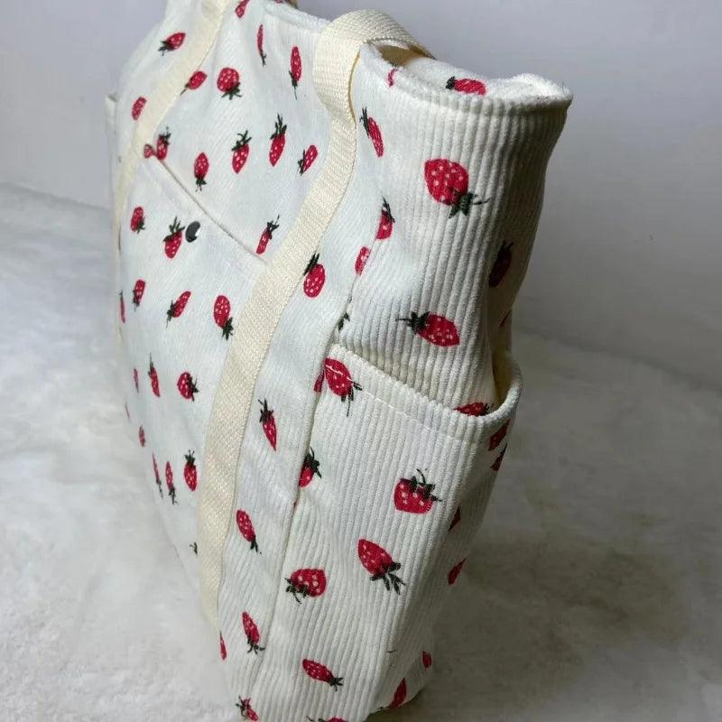 Beautiful Corduroy Strawberry Shoulder Bag - Palm and Thread