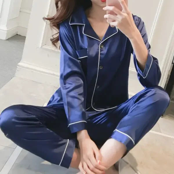 Silk Satin Loungewear Pajama - Palm and Thread