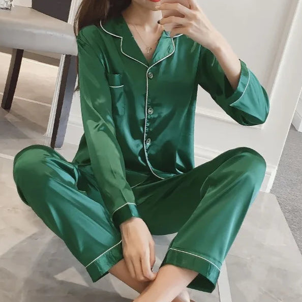 Silk Satin Loungewear Pajama - Palm and Thread