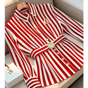 French High-end Red Stripe Blouse - Palm and Thread