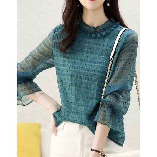 Fleece Elegant Ruffled Blouse - Palm and Thread