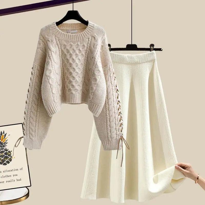 Loose Sweater High Waist Mid Length Half Skirt Matching Set - Palm and Thread