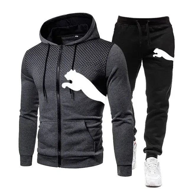 Hooded Jacket + Pants Two-piece Suit