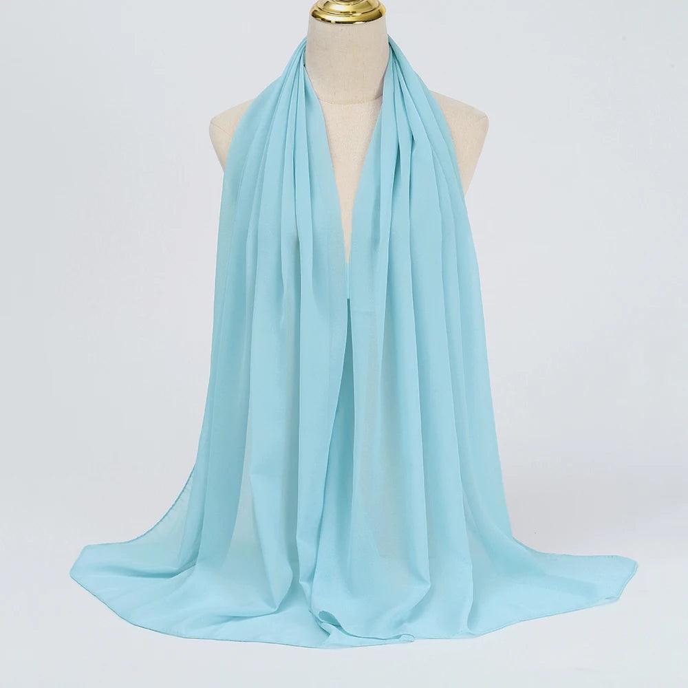 Chiffon Hijab Scarf Long Solid Color Head Wrap - Palm and Thread