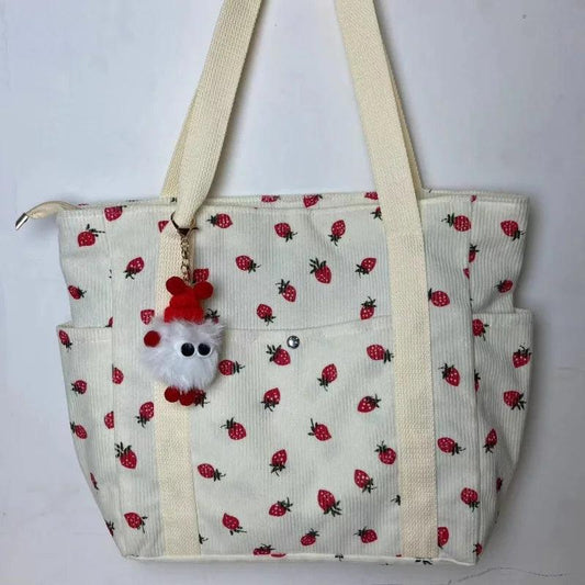 Beautiful Corduroy Strawberry Shoulder Bag - Palm and Thread