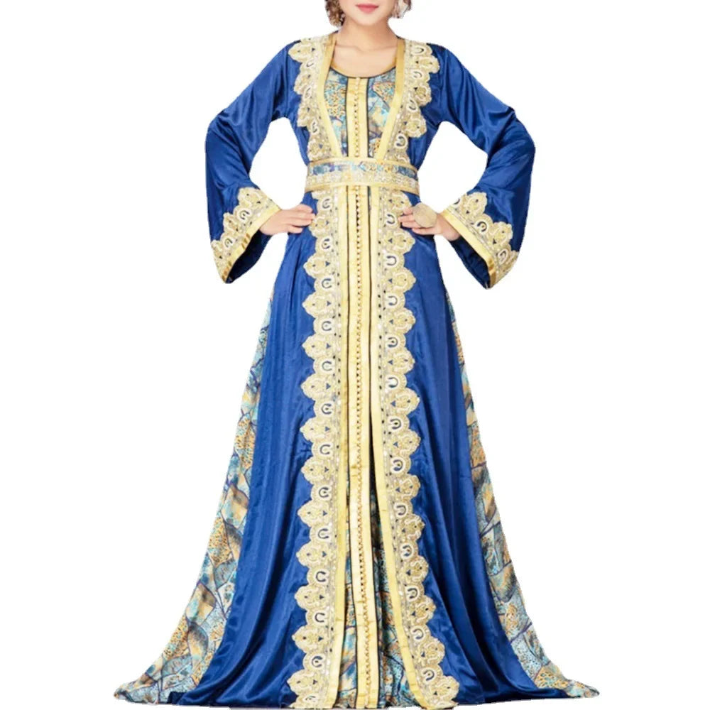 Blue Floor-length Vestdios Dress Abaya - Palm and Thread