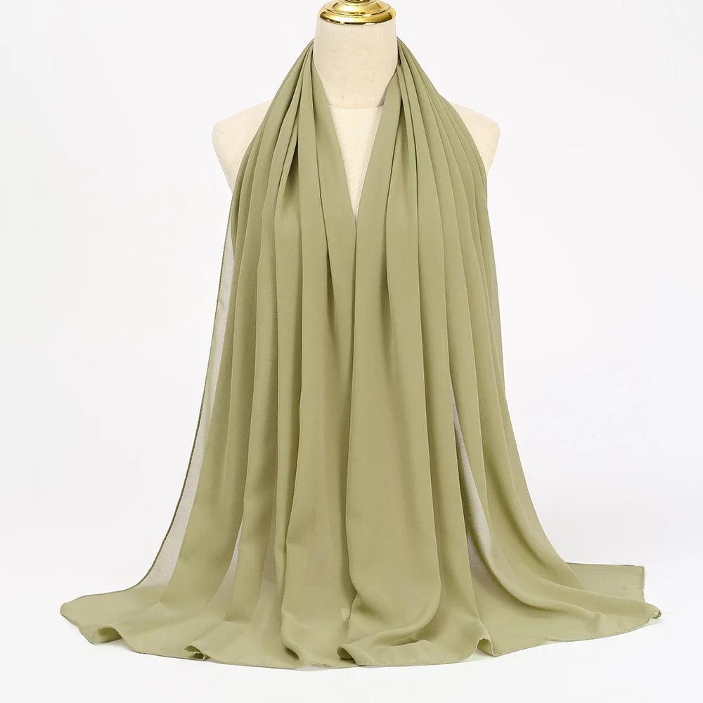 Chiffon Hijab Scarf Long Solid Color Head Wrap - Palm and Thread