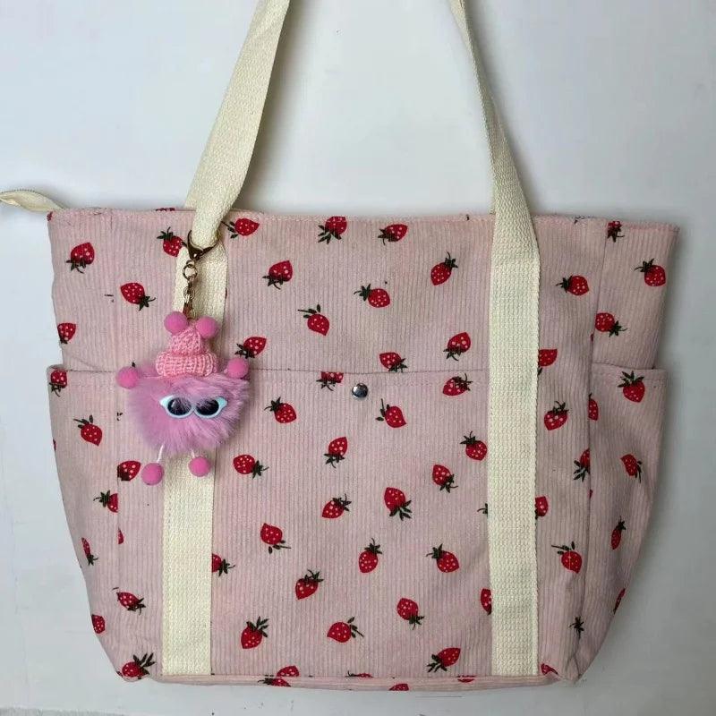 Beautiful Corduroy Strawberry Shoulder Bag - Palm and Thread