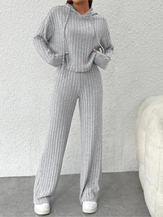 New Striped Hooded Sweatshirt+ Long Pant Matching Set - Palm and Thread