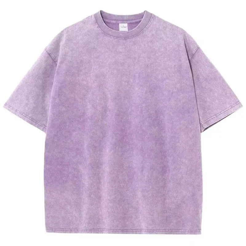 Style Retro Solid Color Short Sleeved T-shirt - Palm and Thread