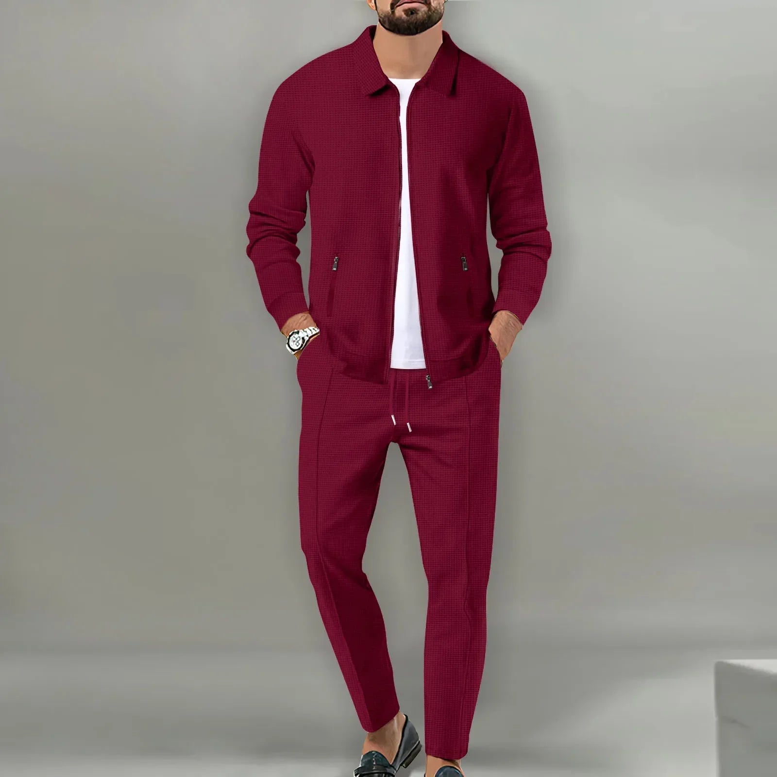 Slim Fit Jacket with Zipper Pocket Sportswear SET - Palm and Thread