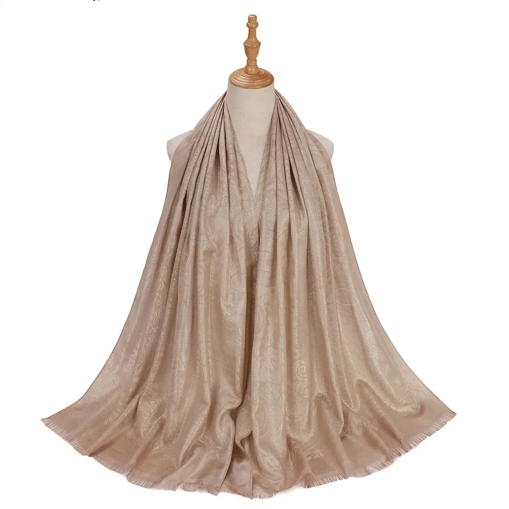 New Jacquard Satin Silk Hijab Scarf - Palm and Thread