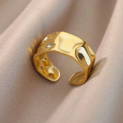 Stainless Steel Chunky Wide Ring - Palm and Thread