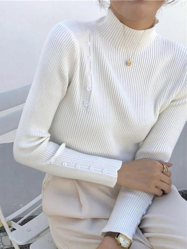 Knitted Sweater Long Sleeve Button Top - Palm and Thread