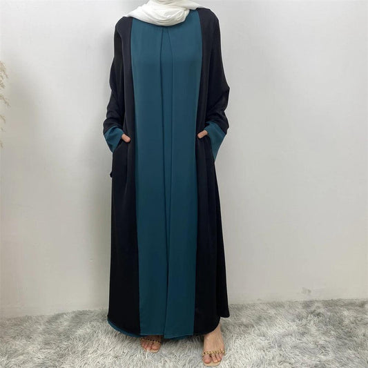 Luxury Splicing Fake Two Pieces Abaya - Palm and Thread