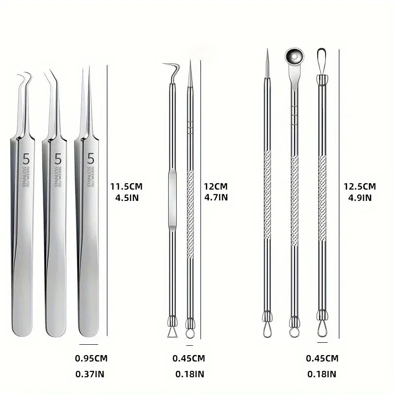 Stainless Steel Blackhead Removal Tool Set - Palm and Thread