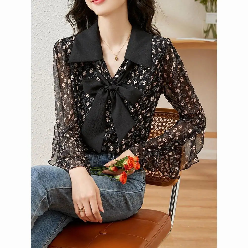 New Fashionable Long Sleeved Chiffon Top - Palm and Thread