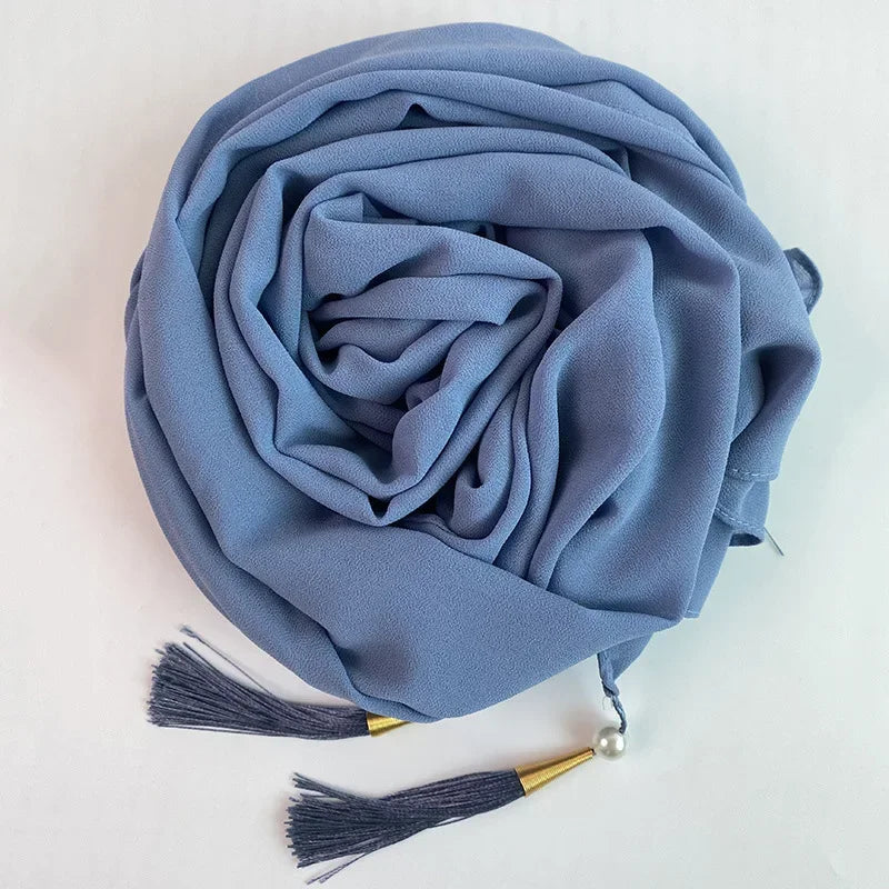Bubble Chiffon Hijab Solid Color Long shawls - Palm and Thread