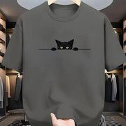 Fashionable Casual Loose Large Cute Cat Pattern Printed T-shirt Top - Palm and Thread