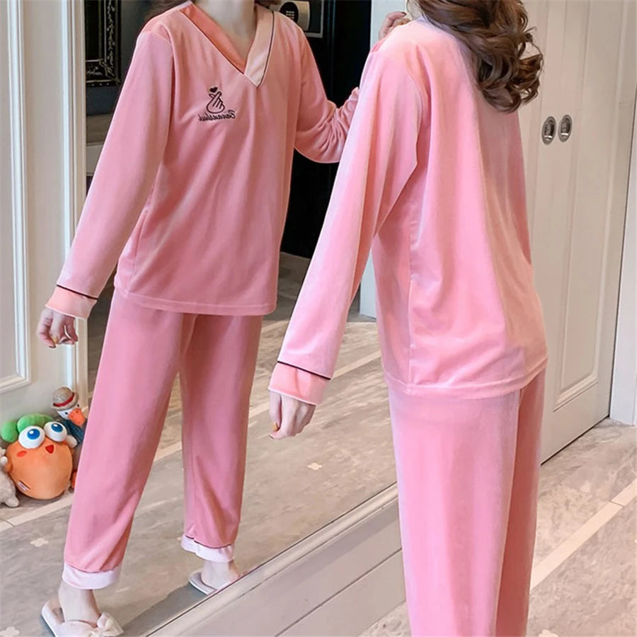 Velvet Loose Long Sleeve Pajama - Palm and Thread