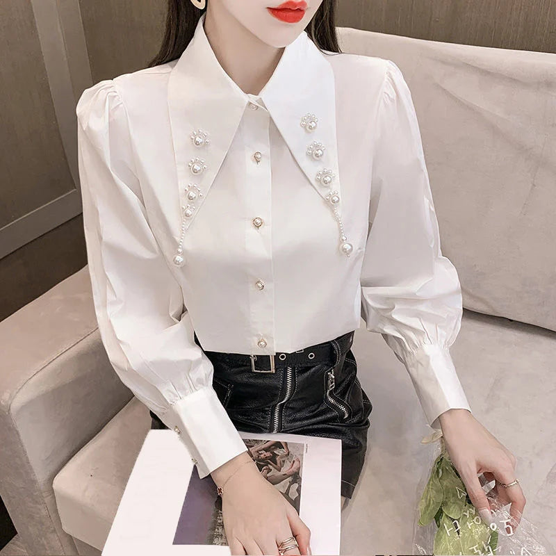 Vintage Elegant White Button Shirt Blouse - Palm and Thread