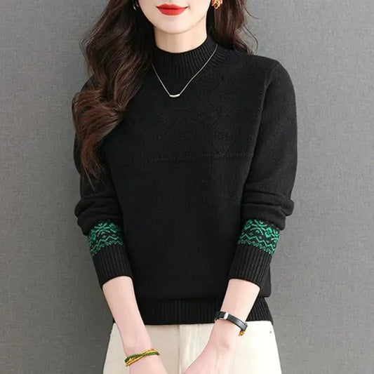 Elegant Jacquard Knitted Sweater Top - Palm and Thread