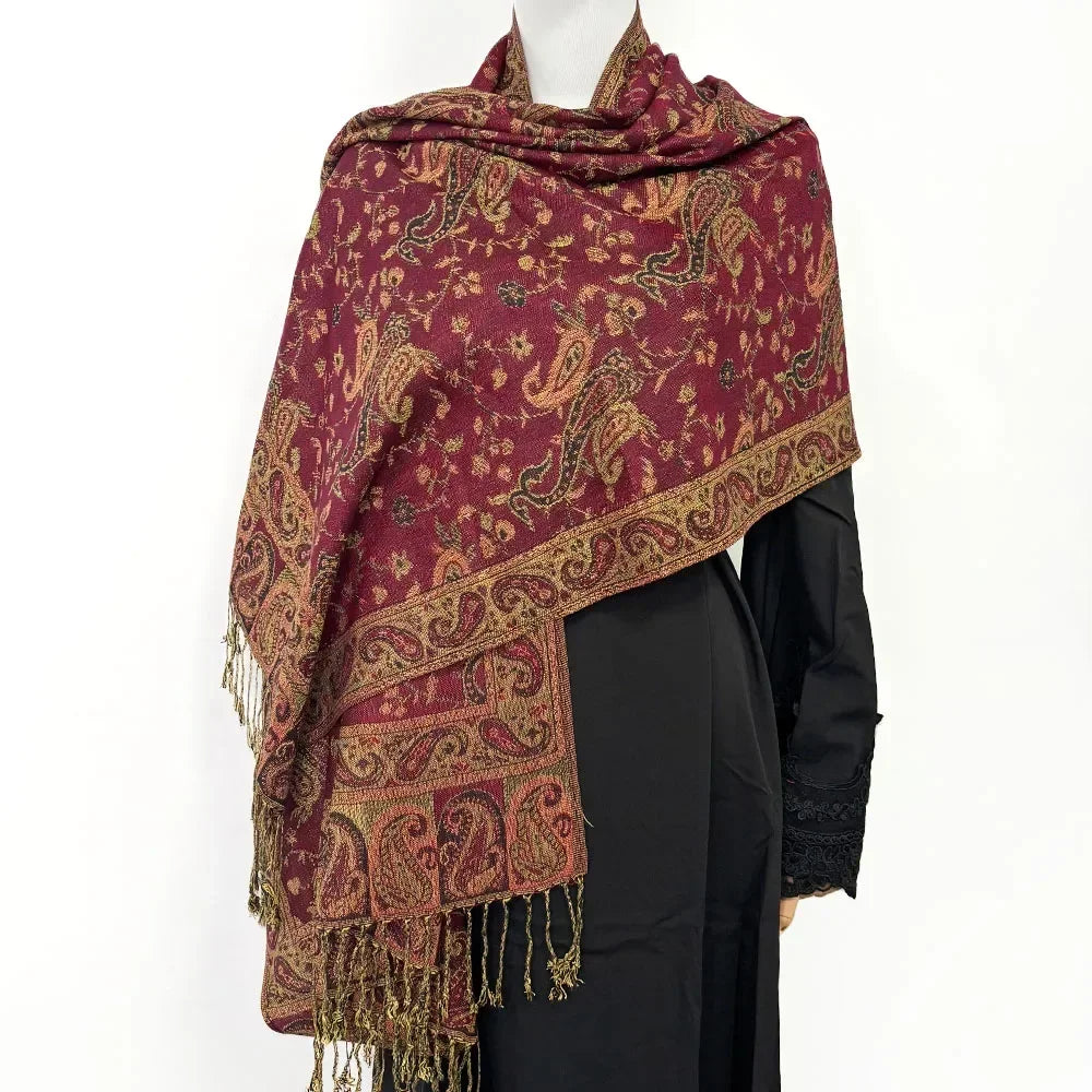 Fashion Paisley Kashmiri Imitated Pashmina Tassel Scarf - Palm and Thread