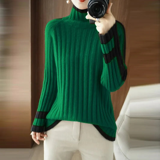 Fashion Contrast Color Warm Basic Top - Palm and Thread