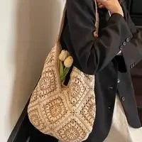 Straw Tote Vintage Vacation Shoulder Bag - Palm and Thread