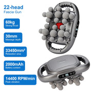 22-Head Fascia Gun High-Frequency Vibration Body Massage - Palm and Thread