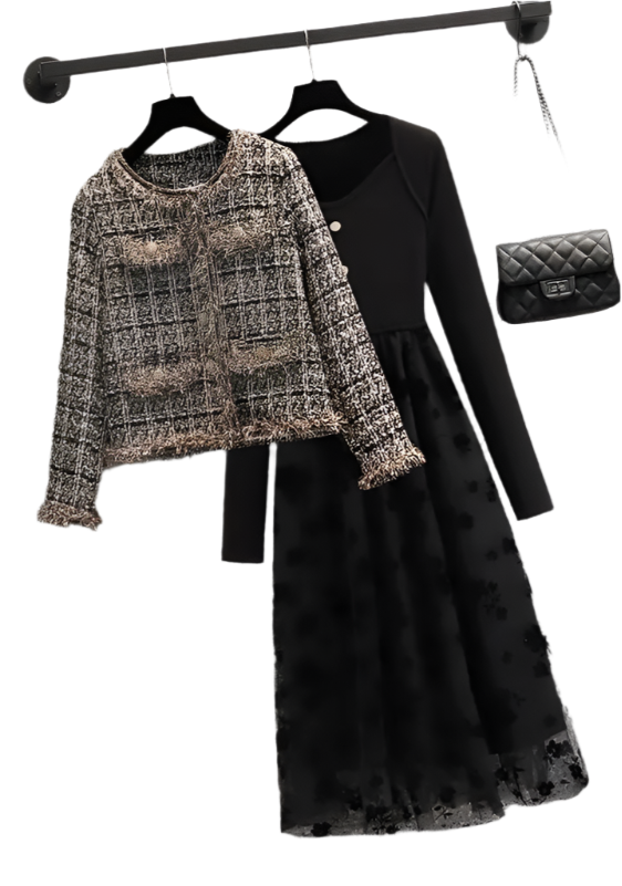 Woolen Jacket + Lace Dress Matching Set - Palm and Thread