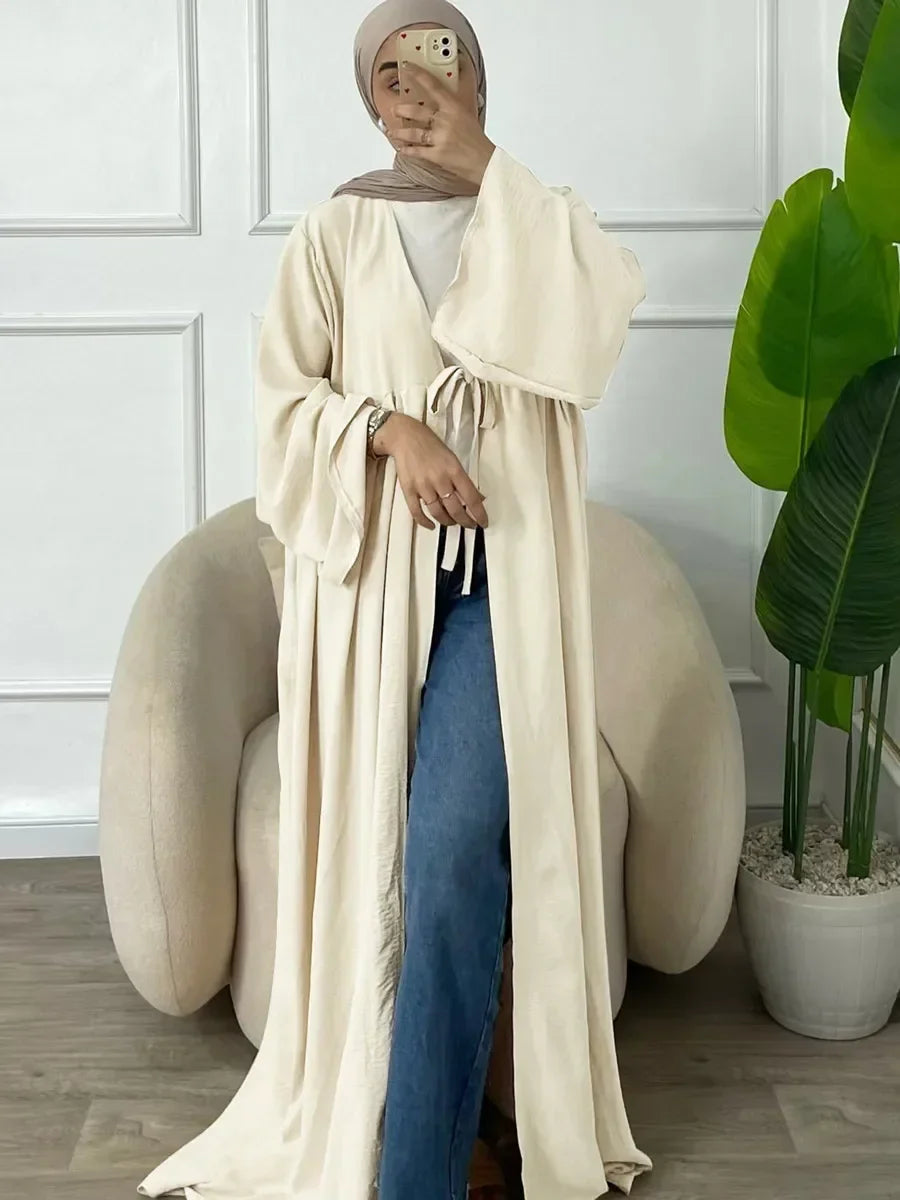vestidos Loose Lace-ups Cardigan Abaya - Palm and Thread