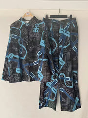 Retro geometric shirt + elastic pant suit - Palm and Thread
