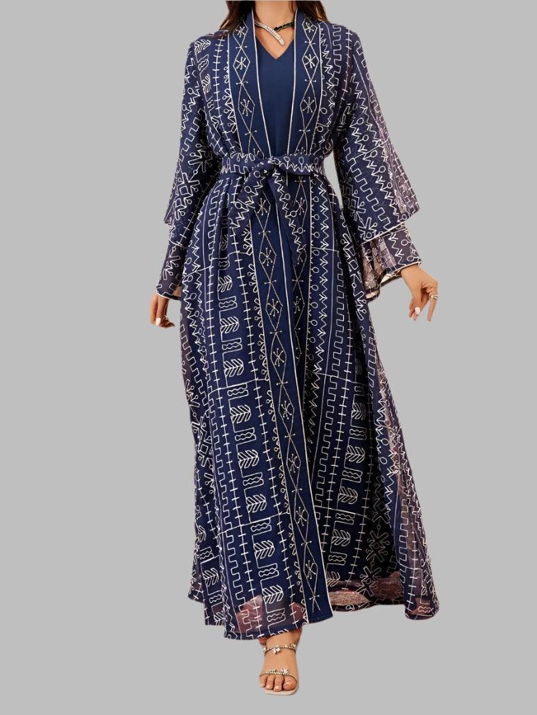 Embroidery Long Robe Abaya - Palm and Thread