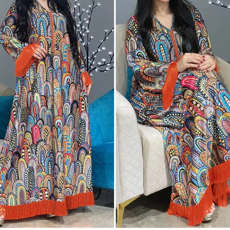 Modest Vintage Floral Print Abaya Dress - Palm and Thread